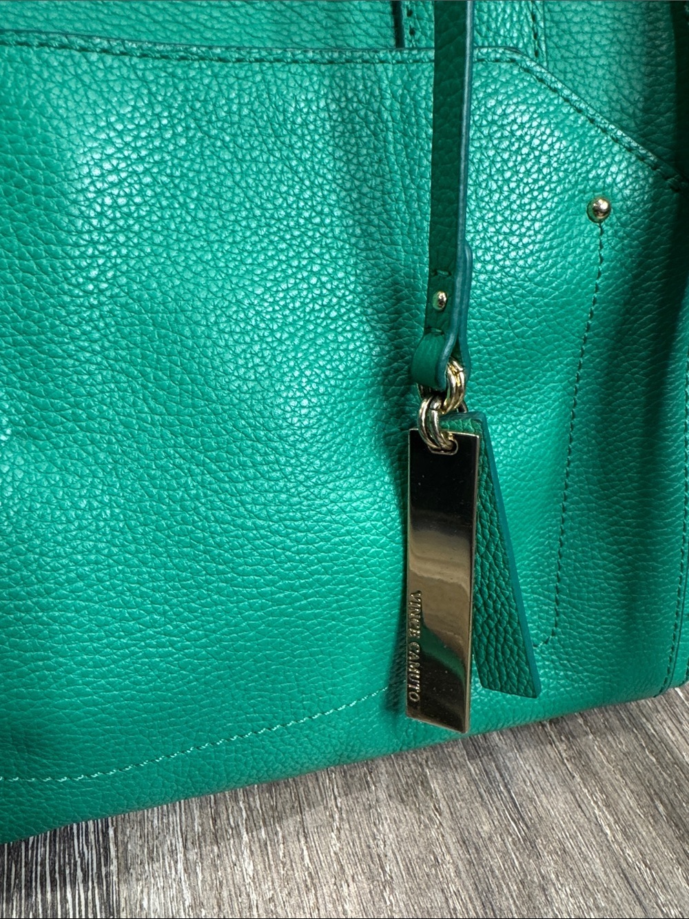 Vince Camuto Kylie Satchel Teal Green Pebbled Leather with Detachable Strap - Picture 2 of 13